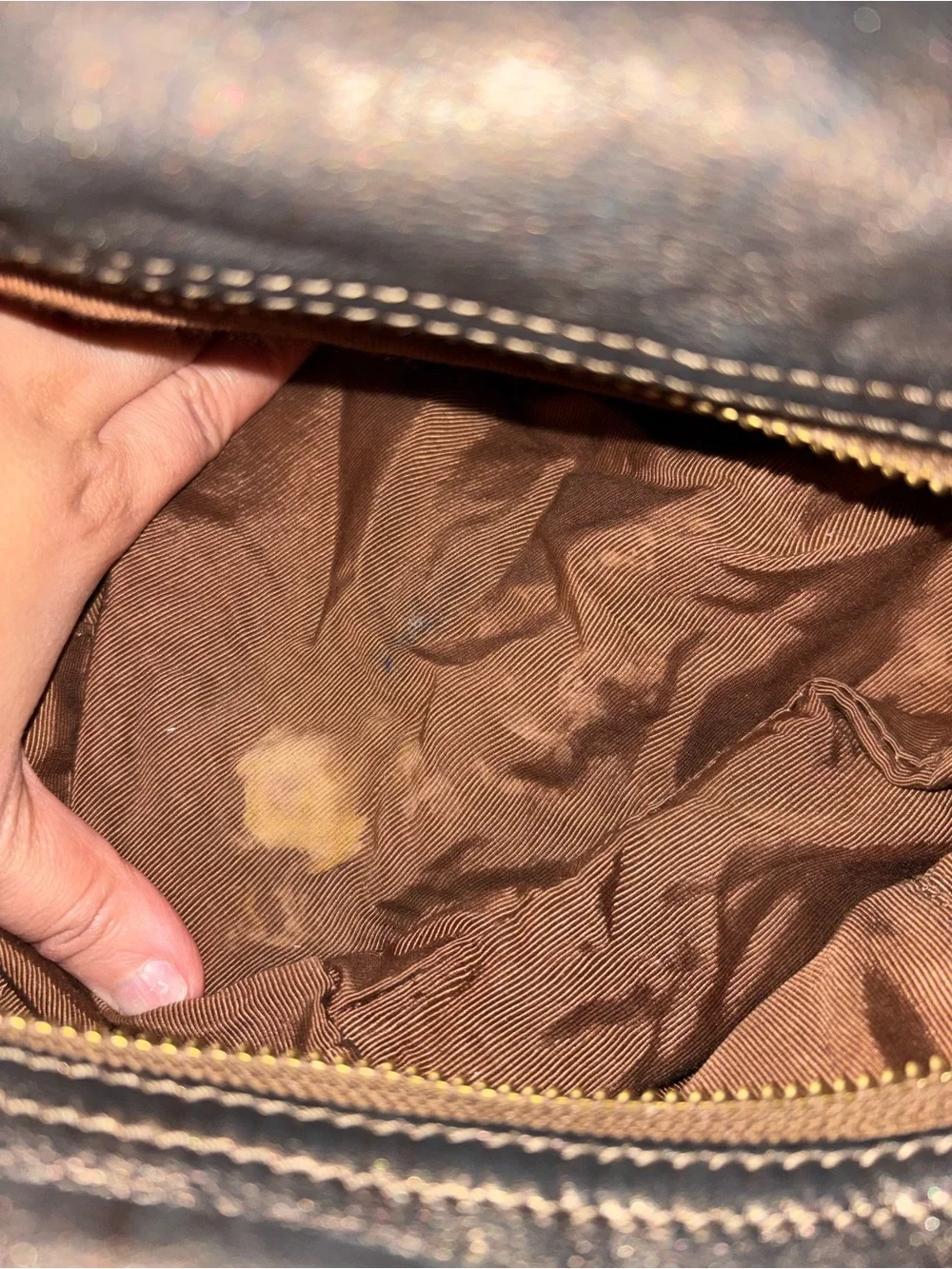 Y2K Vintage Badgley Mischka Leather Hobo Bag Gold